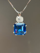 Load image into Gallery viewer, Natural Tibetan Blue Obsidian Earth Heart necklace with XL Phenacite