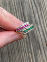 Load image into Gallery viewer, Exceptional 14k yellow gold natural Ruby, Emerald and Diamond