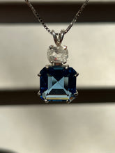 Load image into Gallery viewer, Natural Tibetan Blue Obsidian Earth Heart necklace with XL Phenacite