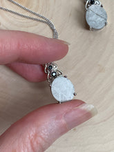 Load image into Gallery viewer, Etched Meteorite slice necklaces with black Spinel
