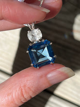 Load image into Gallery viewer, Natural Tibetan Blue Obsidian Earth Heart necklace with XL Phenacite