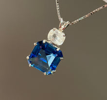 Load image into Gallery viewer, Natural Tibetan Blue Obsidian Earth Heart necklace with XL Phenacite