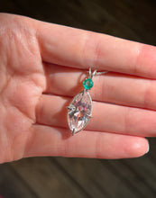 Load image into Gallery viewer, “Lit From Within” Danburite Infinite Eye necklace with Glowing Emerald