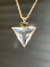 Load image into Gallery viewer, One of a Kind - 14k Yellow Gold Clear Quartz Angelic Star necklace with bubbly Moldavite Marquise cut crown