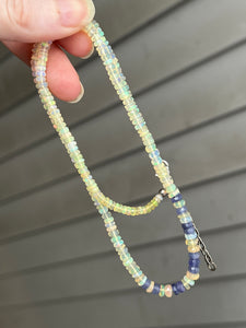 Sparkling Golden Ethiopian Opal & Tanzanite necklace