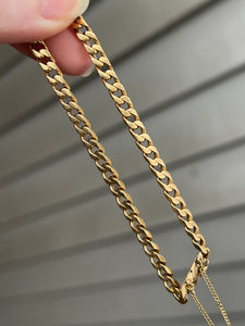 Solid 18k Yellow Gold Curb bracelet with security chain