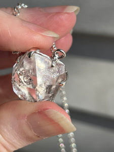 Herkimer Diamond Crystal necklace with Record Keepers and Inner Child crystals on 24 inch chain