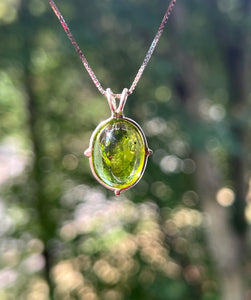 Gem quality gumdrop Peridot necklace with special inclusions