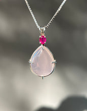 Load image into Gallery viewer, Ruby and Gemmy Rose Quartz necklace