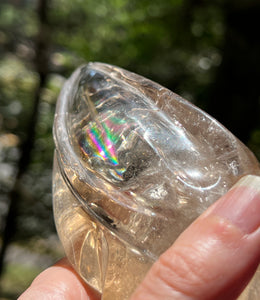 “Prismatic Traveller” Star Being carved skull in mystical Smoky Quartz