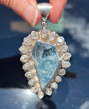 Load image into Gallery viewer, Collectors Drop - 64.7 carat Electric Aqua Aura Danburite with naturally double terminated Herkimer Diamonds 19 in total - Pendant