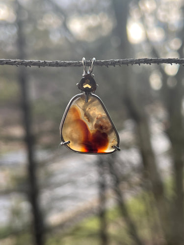Mexican Fire Agate pendant with Citrine