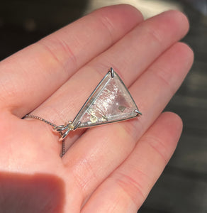 Magical Pyrite in Quartz triangle necklace