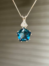 Load image into Gallery viewer, Tibetan Blue Obsidian Star of Venus necklace with trillion cut Danburite