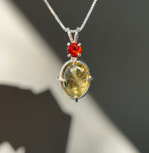 Load image into Gallery viewer, Yellow Tourmaline necklace with AAA color change Spessartine Garnet