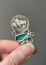 Load image into Gallery viewer, One of a kind - Genuine Buffalo/Native American Head Nickle, Blue Topaz &amp; Nacozari Turquoise pendant