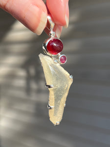 Ruby & Libyan Desert Tektite pendant