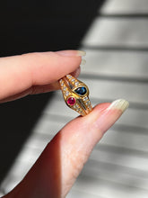 Load image into Gallery viewer, Solid 18k yellow gold natural earth mined Diamond, Ruby &amp; Sapphire piece