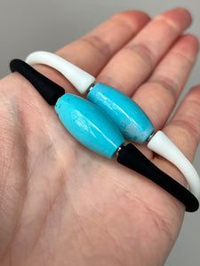 🧿 Turquoise Protection bead Silicone stretchy bracelets - white strap