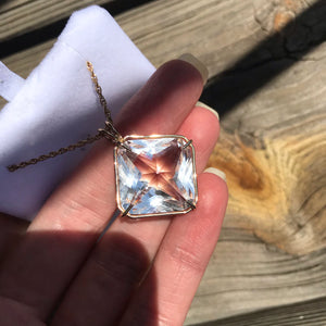 RESERVED - Custom 14k Yellow Gold Clear Quartz Magician Stone necklace