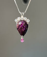 Load image into Gallery viewer, Magnificent Sugilite necklace with Phenacite crown and Pink Sapphire