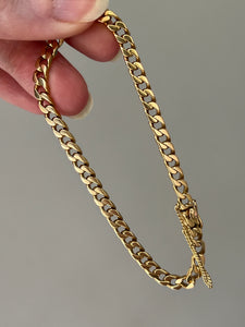 Solid 18k Yellow Gold Curb bracelet with security chain