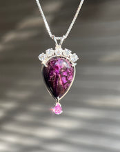 Load image into Gallery viewer, Magnificent Sugilite necklace with Phenacite crown and Pink Sapphire