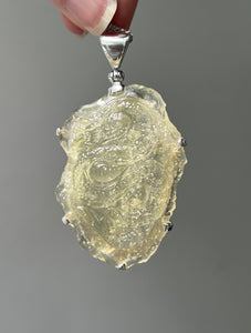 Collectors Drop - 65.5 carat Carved Authentic Libyan Tektite Dragon pendant - Excellent Clarity!