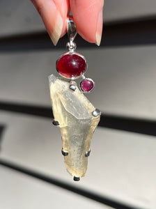 Ruby & Libyan Desert Tektite pendant