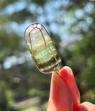 Load image into Gallery viewer, 8.5g Blue capped Rainbow Tourmaline Wire Wrapped pendant (Indicolite, Green &amp; Lilac Tourmaline)