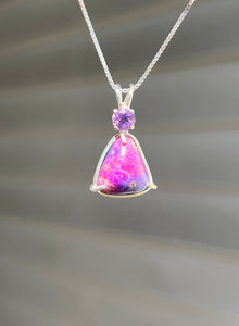 Hot pink Sugilite necklace with Amethyst