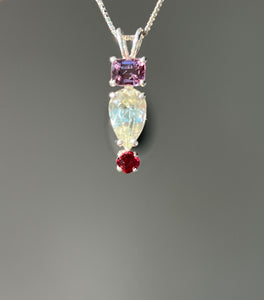 Rare Euclase necklace with Violet & Red Spinel