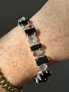 Stunning Black Tourmaline, Multi Tourmaline and White Topaz bracelet