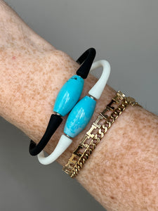 🧿 Turquoise Protection bead Silicone stretchy bracelets - white strap