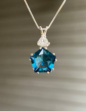 Load image into Gallery viewer, Tibetan Blue Obsidian Star of Venus necklace with trillion cut Danburite