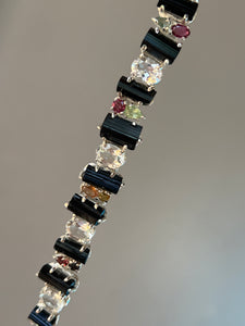 Stunning Black Tourmaline, Multi Tourmaline and White Topaz bracelet