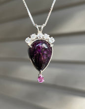 Load image into Gallery viewer, Magnificent Sugilite necklace with Phenacite crown and Pink Sapphire