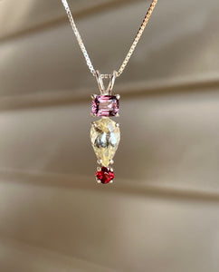 Rare Euclase necklace with Violet & Red Spinel