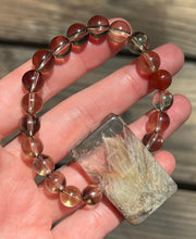 Load image into Gallery viewer, Hovave Art - Natural Water Clear Citrine, Carnelian and Amphibole Angel Phantom Quartz bracelet with channeled Sacred Masculine &amp; Divine Feminine Symbols