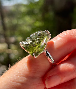 Collectors Drop - RARE Lord Ganesha carved Moldavite size 8 - One of a kind