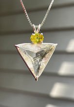 Load image into Gallery viewer, Shimmering Rutile Quartz Angelic Star necklace with Brilliant Sphene