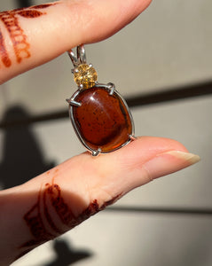 Amber and Imperial (orange) Topaz pendant