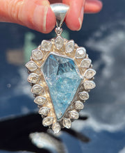 Load image into Gallery viewer, Collectors Drop - 64.7 carat Electric Aqua Aura Danburite with naturally double terminated Herkimer Diamonds 19 in total - Pendant