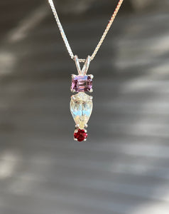 Rare Euclase necklace with Violet & Red Spinel