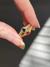 Load image into Gallery viewer, Solid 18k yellow gold natural earth mined Diamond, Ruby &amp; Sapphire piece