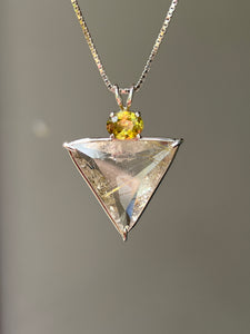 Shimmering Rutile Quartz Angelic Star necklace with Brilliant Sphene