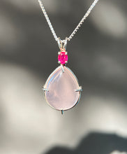 Load image into Gallery viewer, Ruby and Gemmy Rose Quartz necklace