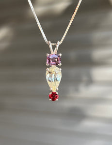 Rare Euclase necklace with Violet & Red Spinel