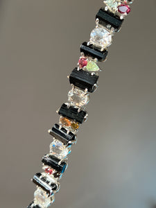 Stunning Black Tourmaline, Multi Tourmaline and White Topaz bracelet