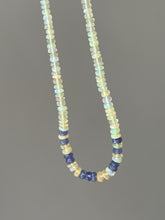 Load image into Gallery viewer, Sparkling Golden Ethiopian Opal &amp; Tanzanite necklace